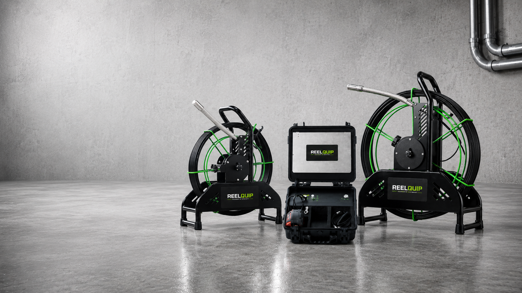 REELQUIP 30-metre and 60-metre drain cameras with HD monitor and recording